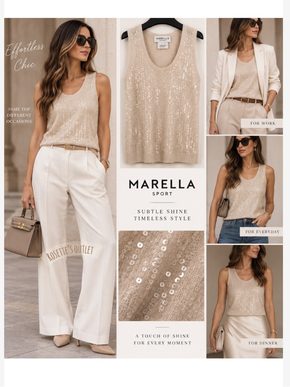 MARELLA Siena Sequin-embellished Tank Top in Cotton Blend